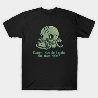 Chibi Cthulhu Programmer - How do I make the stars right? T-Shirt